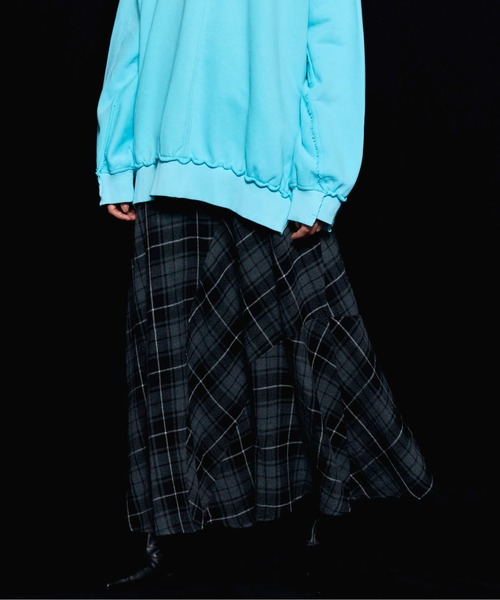 セール】Random Plaid Flare Skirt/ランダムチェックフレアスカート
