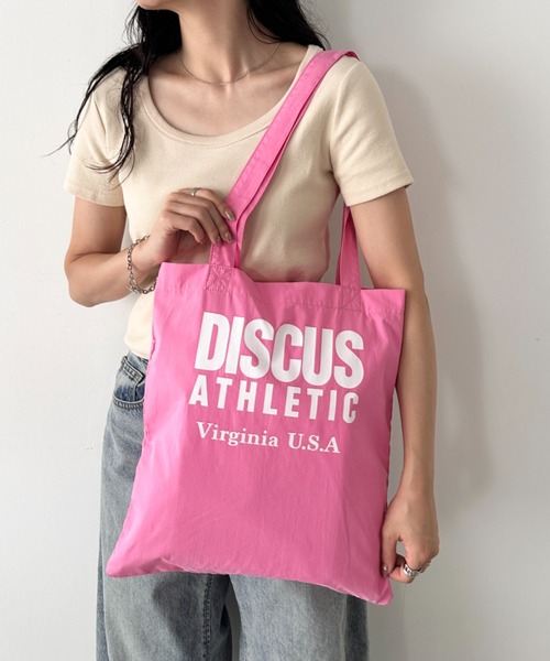 DISCUS(ディスカス)の「DISCUS/ディスカス ロゴプリント ハンドルトート/ブランドロゴ/A4/ライトコットン(トートバッグ・レディース・ライトグリーン/ホワイト/ピンク/ダークベージュ/イエロー/ブルー/ライトピンク/ライトブルー・FREE)」の7枚目の写真