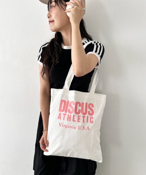 DISCUS(ディスカス)の「DISCUS/ディスカス ロゴプリント ハンドルトート/ブランドロゴ/A4/ライトコットン(トートバッグ・レディース・ライトグリーン/ホワイト/ピンク/ダークベージュ/イエロー/ブルー/ライトピンク/ライトブルー・FREE)」の10枚目の写真