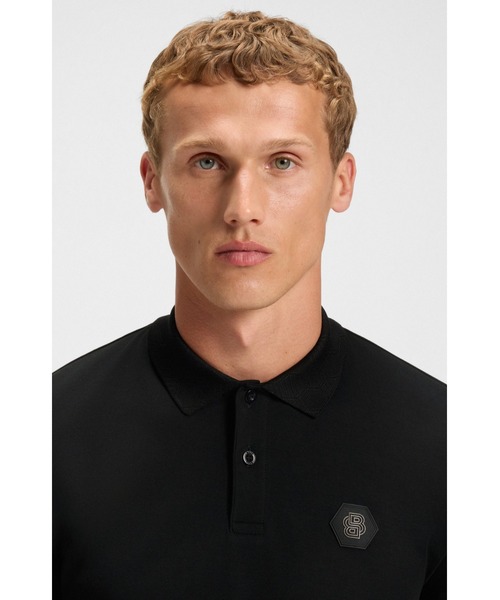 BOSS(ボス)の「ピマコットン ポロシャツ Double Bモノグラム(ポロシャツ・メンズ・ブラック・L/S/XL/M/XXL/XXXL)」の2枚目の写真