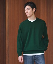綺麗　グリーンレーベルリラクシング　自宅洗濯可能　ゆったりVネックニット green label relaxing｜グリーンレーベル リラクシングのニット