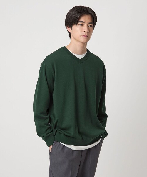 LGB Vネック 長袖ニットセーター セール】プレーン レイヤード Vネック ニット（ニット/セーター