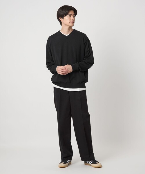 green label relaxing（グリーンレーベルリラクシング）の「プレーン レイヤード Vネック ニット（ニット/セーター・メンズ・グレー/ダークグリーン/ブラック・S/M/L/XL）」の8枚目の写真