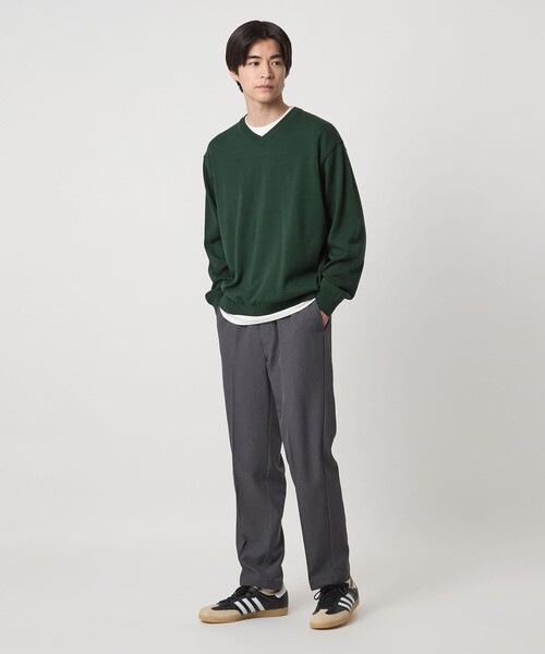 green label relaxing（グリーンレーベルリラクシング）の「プレーン レイヤード Vネック ニット（ニット/セーター・メンズ・グレー/ダークグリーン/ブラック・S/M/L/XL）」の9枚目の写真