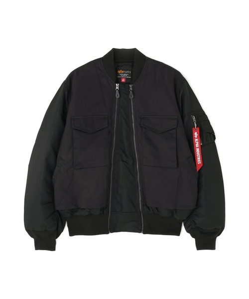 Alpha Industries（アルファインダストリーズ）の「【25FW新作商品】Alpha Industries/アルファインダストリーズ/MA-1 MIXED COTTON FLIGHT JACKET（MA-1・メンズ・ブラック/オリーブ・MEDIUM/LARGE/X-LARGE/XX-LARGE）」の3枚目の写真