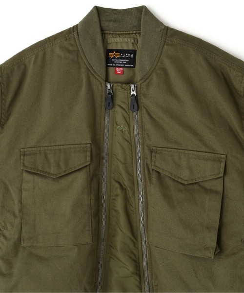 Alpha Industries（アルファインダストリーズ）の「【25FW新作商品】Alpha Industries/アルファインダストリーズ/MA-1 MIXED COTTON FLIGHT JACKET（MA-1・メンズ・ブラック/オリーブ・MEDIUM/LARGE/X-LARGE/XX-LARGE）」の12枚目の写真