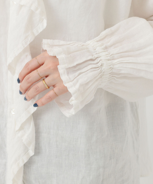 追加3》フレンチリネン フリルパフブラウス（シャツ/ブラウス