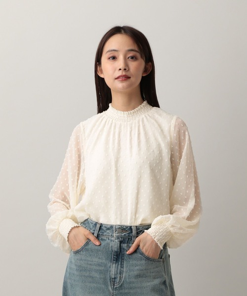 GLOBAL WORK（グローバルワーク）の「MATINEE LINE/シャーリングチュールブラウス/583848（シャツ/ブラウス・レディース・ラベンダー/オフホワイト/ブラック・MEDIUM/LARGE）」の16枚目の写真