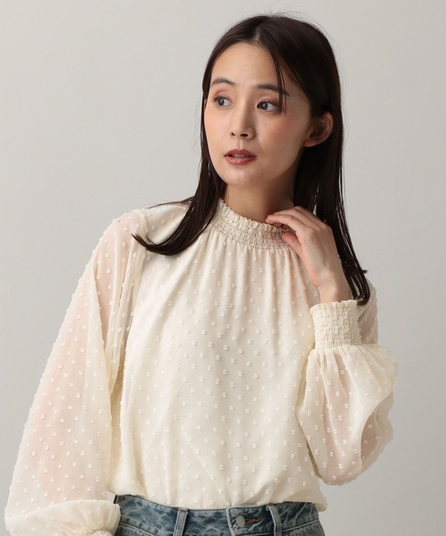 GLOBAL WORK（グローバルワーク）の「MATINEE LINE/シャーリングチュールブラウス/583848（シャツ/ブラウス・レディース・ラベンダー/オフホワイト/ブラック・MEDIUM/LARGE）」の19枚目の写真