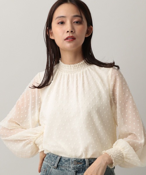 GLOBAL WORK（グローバルワーク）の「MATINEE LINE/シャーリングチュールブラウス/583848（シャツ/ブラウス・レディース・ラベンダー/オフホワイト/ブラック・MEDIUM/LARGE）」の20枚目の写真