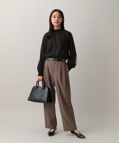 GLOBAL WORK（グローバルワーク）の「MATINEE LINE/シャーリングチュールブラウス/583848（シャツ/ブラウス・レディース・ラベンダー/オフホワイト/ブラック・MEDIUM/LARGE）」の21枚目の写真