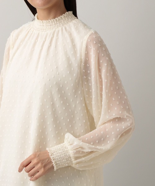 GLOBAL WORK（グローバルワーク）の「MATINEE LINE/シャーリングチュールブラウス/583848（シャツ/ブラウス・レディース・ラベンダー/オフホワイト/ブラック・MEDIUM/LARGE）」の8枚目の写真