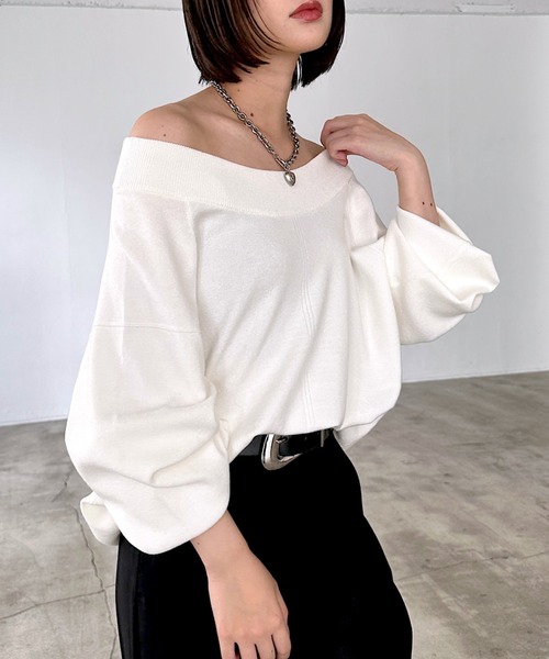 PAGEBOY（ページボーイ）の「＜自宅で洗える！＞マルチWAYネックプルオーバー/ニット 【選べる着丈＆前後2WAY】（ニット/セーター・レディース・ブラック/オフホワイト/オレンジ/ブラウン/モスグリーン/レッド系その他・SMALL/FREE）」の2枚目の写真