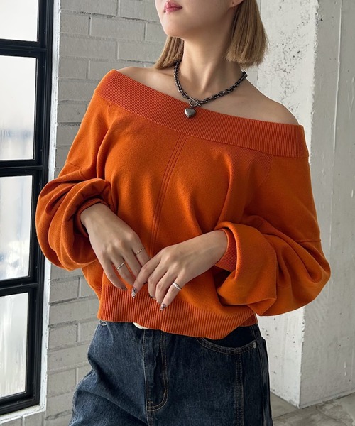 PAGEBOY（ページボーイ）の「＜自宅で洗える！＞マルチWAYネックプルオーバー/ニット 【選べる着丈＆前後2WAY】（ニット/セーター・レディース・ブラック/オフホワイト/オレンジ/ブラウン/モスグリーン/レッド系その他・SMALL/FREE）」の6枚目の写真