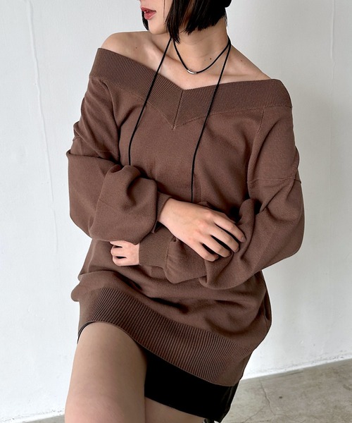 PAGEBOY（ページボーイ）の「＜自宅で洗える！＞マルチWAYネックプルオーバー/ニット 【選べる着丈＆前後2WAY】（ニット/セーター・レディース・ブラック/オフホワイト/オレンジ/ブラウン/モスグリーン/レッド系その他・SMALL/FREE）」の21枚目の写真