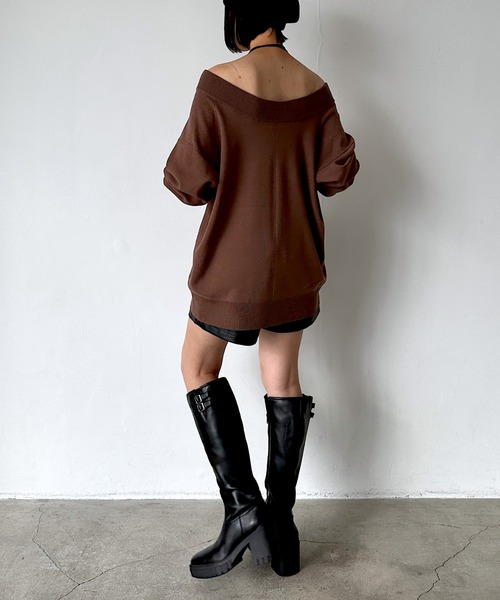 PAGEBOY（ページボーイ）の「＜自宅で洗える！＞マルチWAYネックプルオーバー/ニット 【選べる着丈＆前後2WAY】（ニット/セーター・レディース・ブラック/オフホワイト/オレンジ/ブラウン/モスグリーン/レッド系その他・SMALL/FREE）」の18枚目の写真