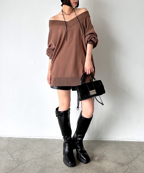 PAGEBOY（ページボーイ）の「＜自宅で洗える！＞マルチWAYネックプルオーバー/ニット 【選べる着丈＆前後2WAY】（ニット/セーター・レディース・ブラック/オフホワイト/オレンジ/ブラウン/モスグリーン/レッド系その他・SMALL/FREE）」の15枚目の写真