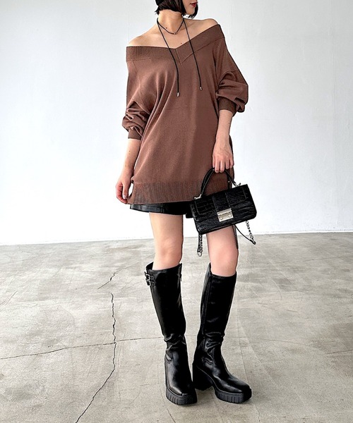 PAGEBOY（ページボーイ）の「＜自宅で洗える！＞マルチWAYネックプルオーバー/ニット 【選べる着丈＆前後2WAY】（ニット/セーター・レディース・ブラック/オフホワイト/オレンジ/ブラウン/モスグリーン/レッド系その他・SMALL/FREE）」の17枚目の写真