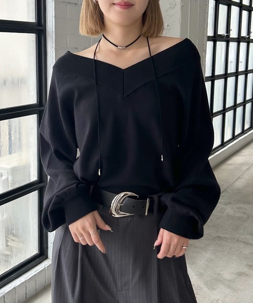 PAGEBOY（ページボーイ）の「＜自宅で洗える！＞マルチWAYネックプルオーバー/ニット 【選べる着丈＆前後2WAY】（ニット/セーター・レディース・ブラック/オフホワイト/オレンジ/ブラウン/モスグリーン/レッド系その他・SMALL/FREE）」の12枚目の写真