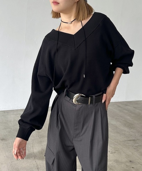 PAGEBOY（ページボーイ）の「＜自宅で洗える！＞マルチWAYネックプルオーバー/ニット 【選べる着丈＆前後2WAY】（ニット/セーター・レディース・ブラック/オフホワイト/オレンジ/ブラウン/モスグリーン/レッド系その他・SMALL/FREE）」の13枚目の写真