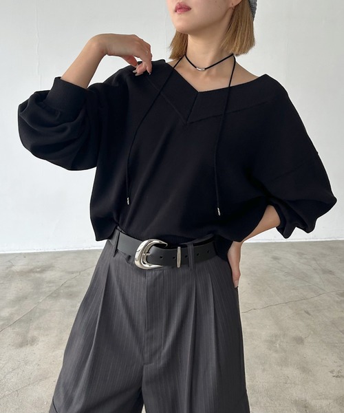 PAGEBOY（ページボーイ）の「＜自宅で洗える！＞マルチWAYネックプルオーバー/ニット 【選べる着丈＆前後2WAY】（ニット/セーター・レディース・ブラック/オフホワイト/オレンジ/ブラウン/モスグリーン/レッド系その他・SMALL/FREE）」の14枚目の写真