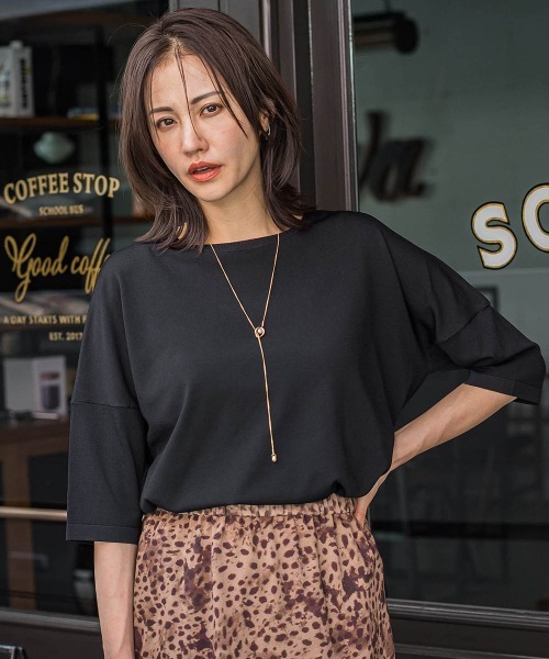 LAUTREAMONT（ロートレアモン）の「バックボタン5分袖ニット≪手洗い可能≫（ニット/セーター・レディース・グリーン/ブラウン/イエロー/ダークベージュ/ブラック/レッド/ブラック系その他・9号）」の8枚目の写真