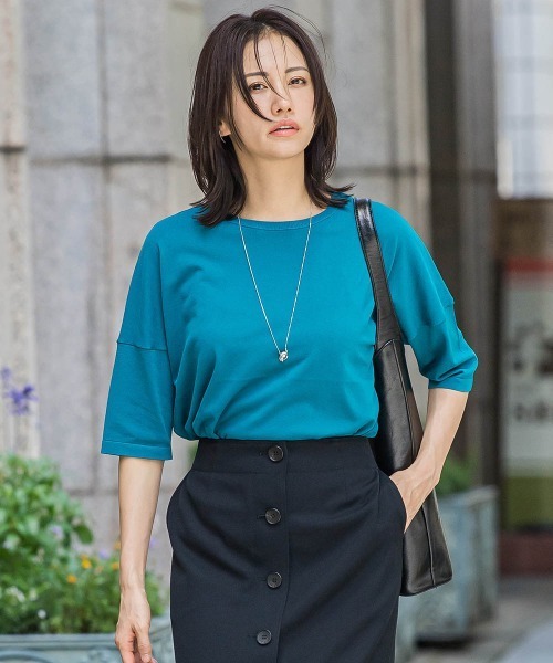 LAUTREAMONT（ロートレアモン）の「バックボタン5分袖ニット≪手洗い可能≫（ニット/セーター・レディース・グリーン/ブラウン/イエロー/ダークベージュ/ブラック/レッド/ブラック系その他・9号）」の22枚目の写真