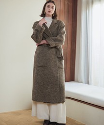 【ウール70%】 ロングコート ウールコート ガウンコート 冬 ロング丈 ベルト付き