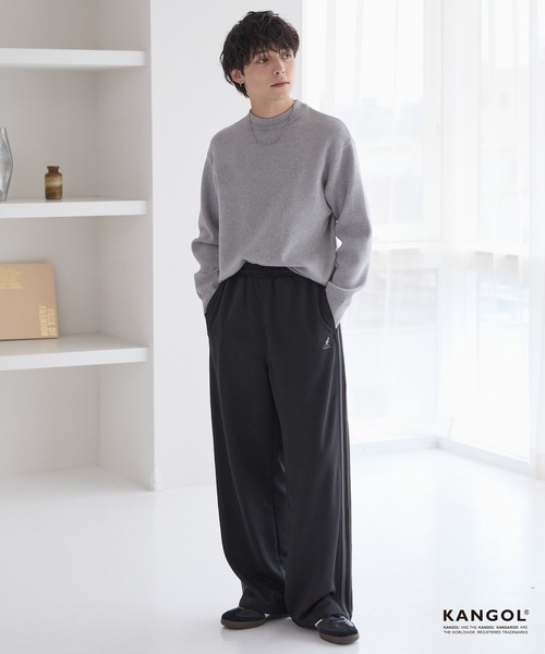 KANGOL(カンゴール)の「KANGOL/カンゴール 別注 ロゴ ワンポイント刺繍 サイドラインワイドトラックパンツ【セットアップ対応】(その他パンツ・メンズ・オフホワイト/チャコールグレー/ブラック/ブラウン・S/M/L)」の13枚目の写真