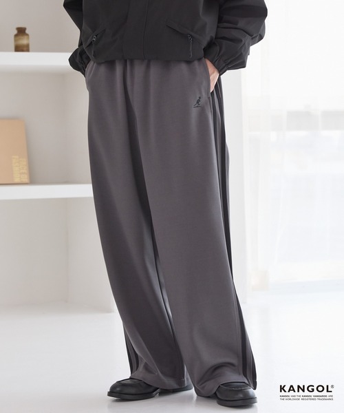 KANGOL（カンゴール）の「KANGOL/カンゴール 別注 ロゴ ワンポイント刺繍 サイドラインワイドトラックパンツ【セットアップ対応】（その他パンツ・メンズ・オフホワイト/チャコールグレー/ブラック/ブラウン・S/M/L）」の8枚目の写真