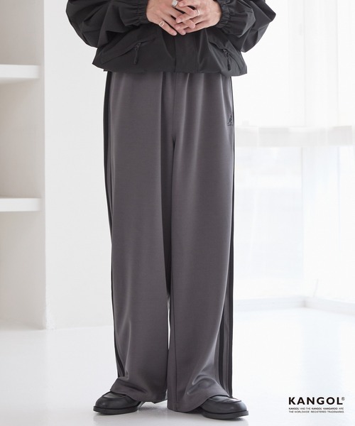 KANGOL（カンゴール）の「KANGOL/カンゴール 別注 ロゴ ワンポイント刺繍 サイドラインワイドトラックパンツ【セットアップ対応】（その他パンツ・メンズ・オフホワイト/チャコールグレー/ブラック/ブラウン・S/M/L）」の9枚目の写真