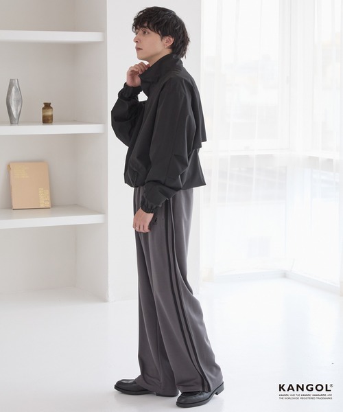 KANGOL（カンゴール）の「KANGOL/カンゴール 別注 ロゴ ワンポイント刺繍 サイドラインワイドトラックパンツ【セットアップ対応】（その他パンツ・メンズ・オフホワイト/チャコールグレー/ブラック/ブラウン・S/M/L）」の14枚目の写真