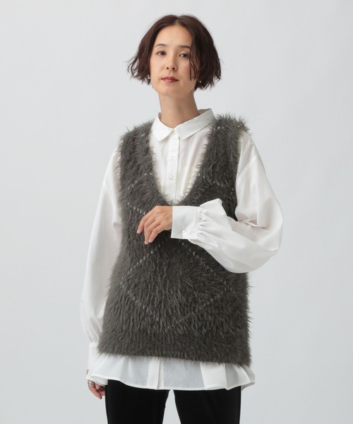 セール】3.5ゲージジャガードシャギーベスト 588081（ベスト）｜LEPSIM