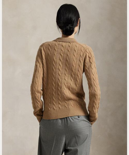 ケーブルニット ウールカシミヤ ポロ セーター（ニット/セーター