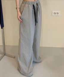YUGA_YGMC Striped drawstring wide-length pants