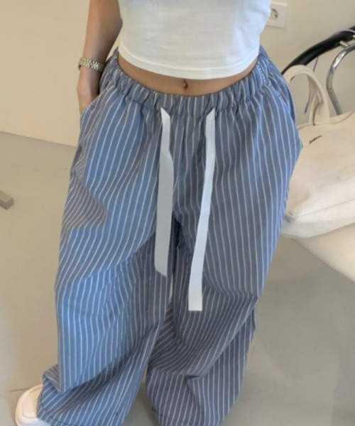 FREE STYLISTS（フリー スタイリスト）の「YUGA_YGMC Striped drawstring wide-length pants（その他パンツ・レディース・ライトブルー/ダークブルー/ライトグレー・FREE）」の18枚目の写真
