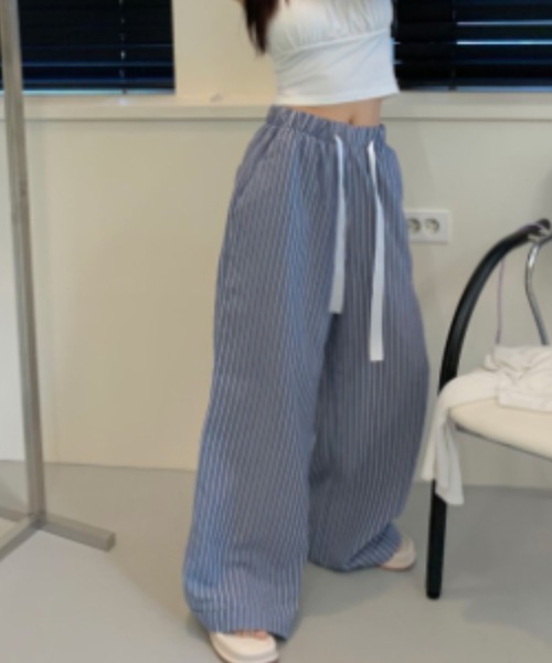 FREE STYLISTS（フリー スタイリスト）の「YUGA_YGMC Striped drawstring wide-length pants（その他パンツ・レディース・ライトブルー/ダークブルー/ライトグレー・FREE）」の19枚目の写真