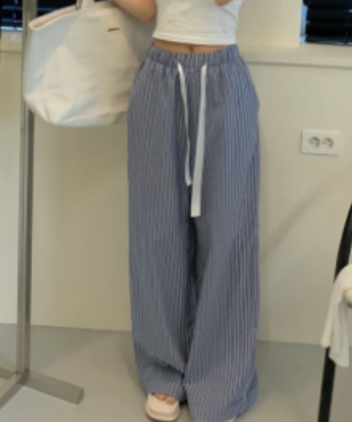 FREE STYLISTS（フリー スタイリスト）の「YUGA_YGMC Striped drawstring wide-length pants（その他パンツ・レディース・ライトブルー/ダークブルー/ライトグレー・FREE）」の20枚目の写真