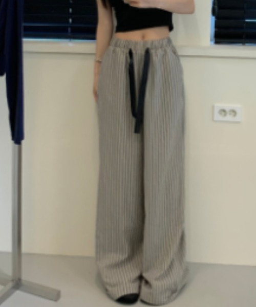 FREE STYLISTS（フリー スタイリスト）の「YUGA_YGMC Striped drawstring wide-length pants（その他パンツ・レディース・ライトブルー/ダークブルー/ライトグレー・FREE）」の5枚目の写真