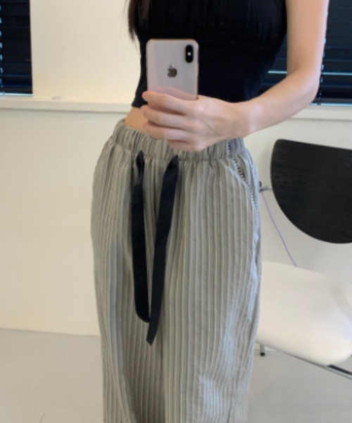 FREE STYLISTS（フリー スタイリスト）の「YUGA_YGMC Striped drawstring wide-length pants（その他パンツ・レディース・ライトブルー/ダークブルー/ライトグレー・FREE）」の6枚目の写真