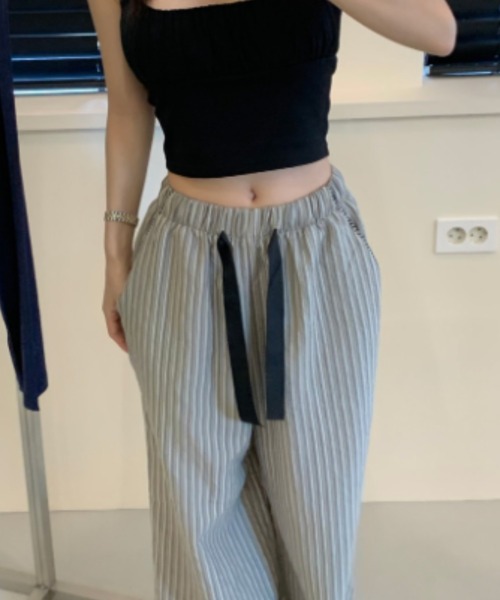 FREE STYLISTS（フリー スタイリスト）の「YUGA_YGMC Striped drawstring wide-length pants（その他パンツ・レディース・ライトブルー/ダークブルー/ライトグレー・FREE）」の7枚目の写真