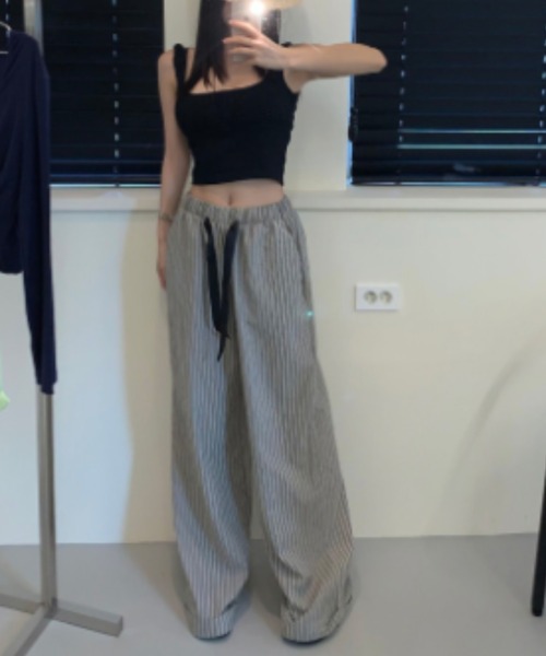 FREE STYLISTS（フリー スタイリスト）の「YUGA_YGMC Striped drawstring wide-length pants（その他パンツ・レディース・ライトブルー/ダークブルー/ライトグレー・FREE）」の8枚目の写真
