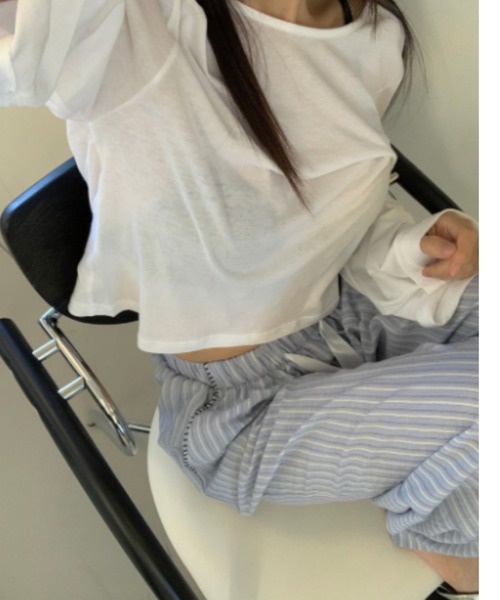 FREE STYLISTS（フリー スタイリスト）の「YUGA_YGMC Striped drawstring wide-length pants（その他パンツ・レディース・ライトブルー/ダークブルー/ライトグレー・FREE）」の14枚目の写真