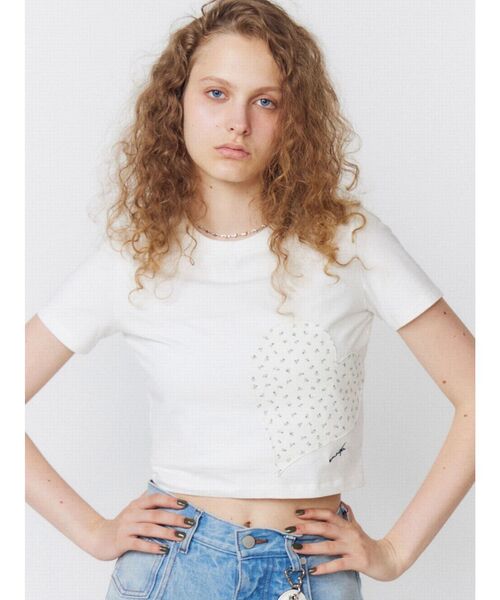 EMODA（エモダ）の「ハートカットパターンTシャツ（Tシャツ/カットソー・レディース・ホワイト/ブラック/グレー・FREE）」の12枚目の写真