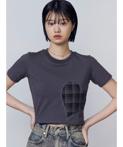EMODA（エモダ）の「ハートカットパターンTシャツ（Tシャツ/カットソー・レディース・ホワイト/ブラック/グレー・FREE）」の20枚目の写真