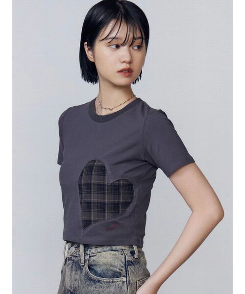 EMODA（エモダ）の「ハートカットパターンTシャツ（Tシャツ/カットソー・レディース・ホワイト/ブラック/グレー・FREE）」の21枚目の写真