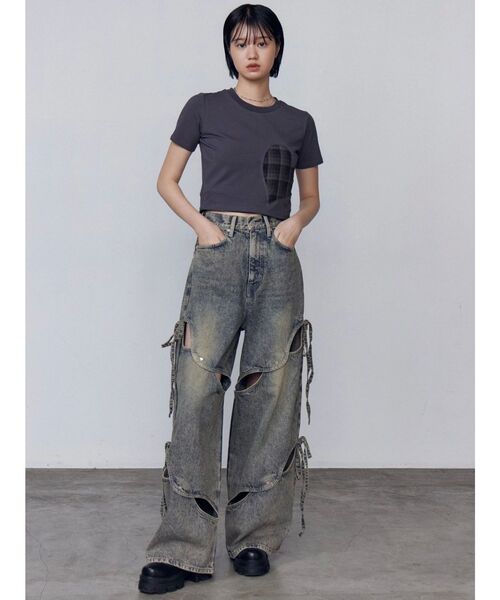 EMODA（エモダ）の「ハートカットパターンTシャツ（Tシャツ/カットソー・レディース・ホワイト/ブラック/グレー・FREE）」の22枚目の写真