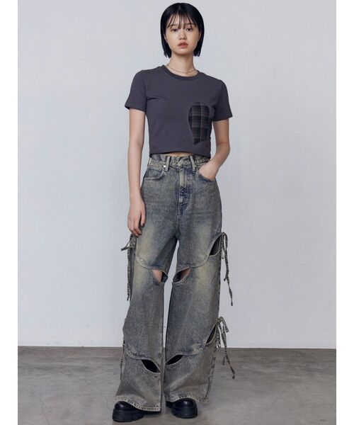 EMODA(エモダ)の「ハートカットパターンTシャツ(Tシャツ/カットソー・レディース・ホワイト/ブラック/グレー・FREE)」の17枚目の写真