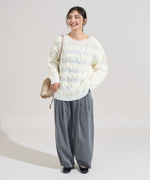 FREAK'S STORE（フリークスストア）の「スラブ風 ケーブルニットプルオーバー（ニット/セーター・レディース・オフホワイト/サックスブルー・ﾌﾘ-）」の13枚目の写真
