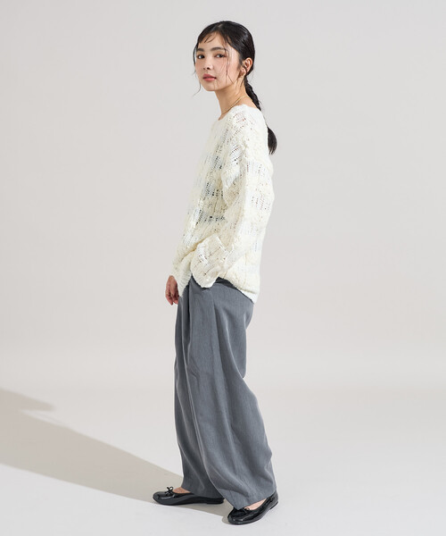 FREAK'S STORE（フリークスストア）の「スラブ風 ケーブルニットプルオーバー（ニット/セーター・レディース・オフホワイト/サックスブルー・ﾌﾘ-）」の9枚目の写真